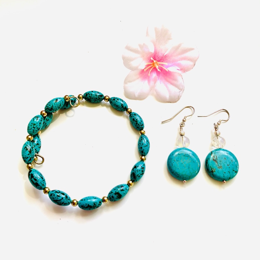 turquoise bracelet and  turquoise  earrings